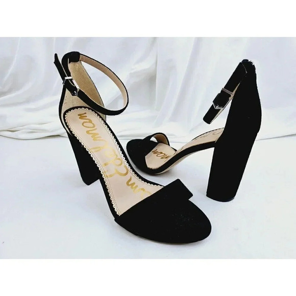 Sam Edelman Size 9M Women's "Yaro" Black Suede Open Toe Ankle Strap Block Heels - Picture 16 of 16
